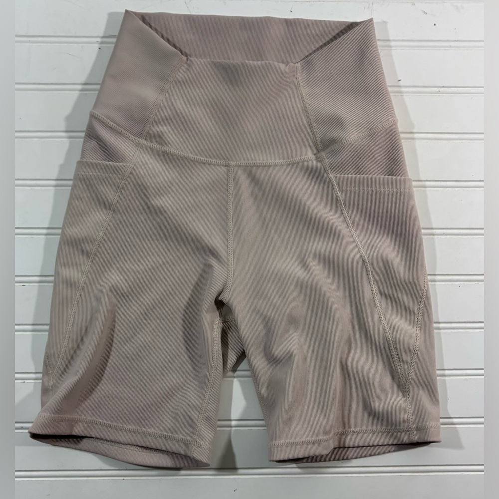 Wilo The Label Ribbed Bike Short Tan Womens Size Medium Pockets Classic athletic